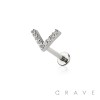 MULTI CZ V chevron THREADLESS (PUSH IN) 316L SURGICAL STEEL LABRET SET